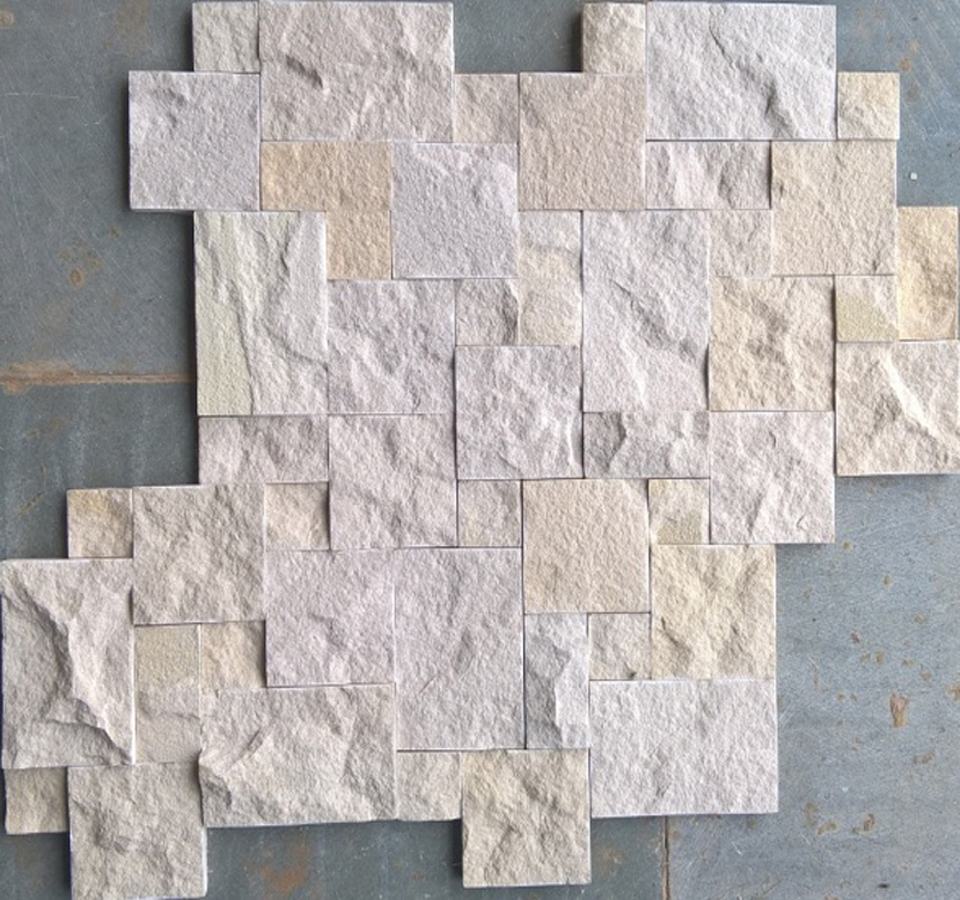 White Split Face Stone Mosaic Tile For Elevation
